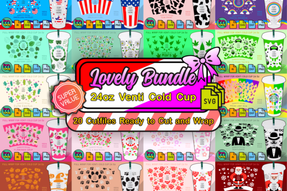 Lovely 24oz Cold Cup Wraps Bundle for Crafters & Businesses