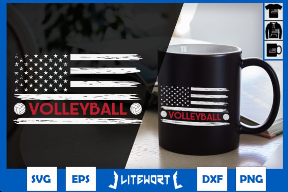 Volleyball Vintage USA American Flag: A Crafts Graphics Asset